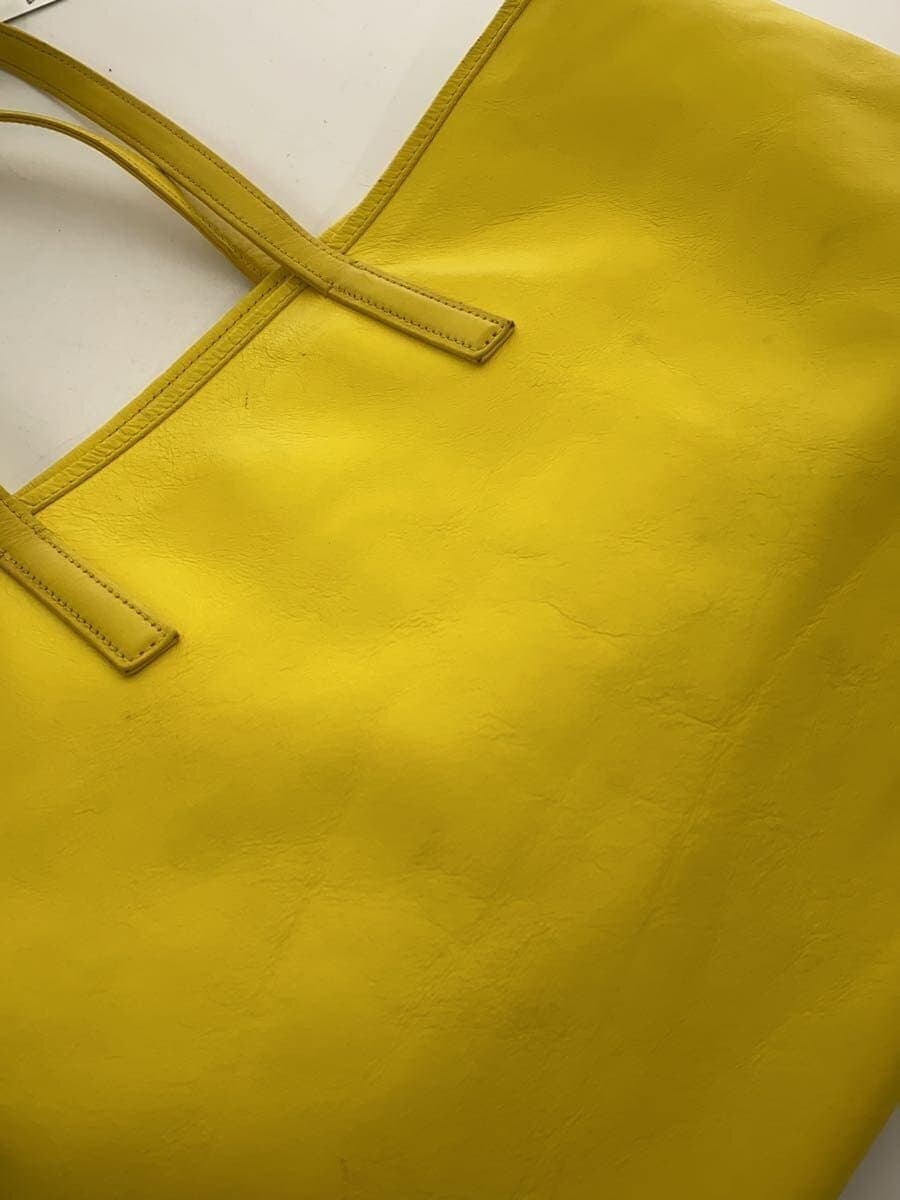 BUSINESS LEATHER FACTORY Tote Bag Leather YLW With Wear 8