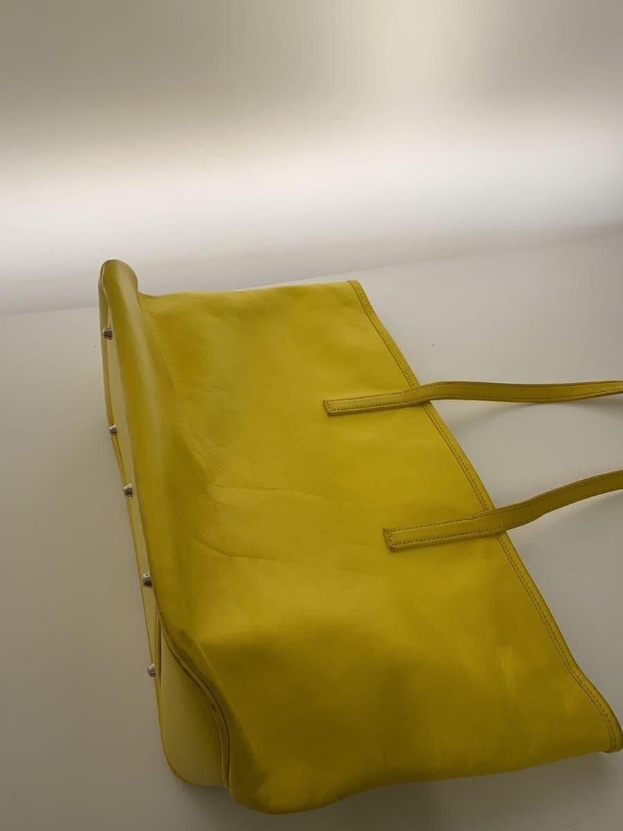 BUSINESS LEATHER FACTORY Tote Bag Leather YLW With Wear 9