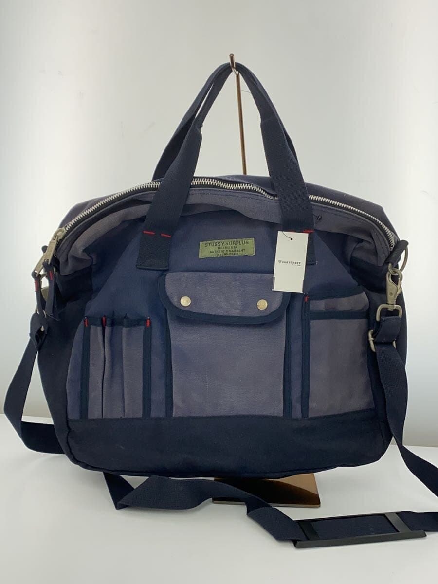 STUSSY shoulder bag canvas NVY 90s OLD navy tag fade