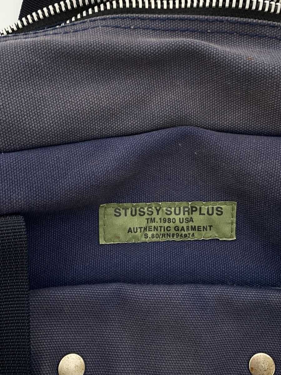 STUSSY shoulder bag canvas NVY 90s OLD navy tag fade 7