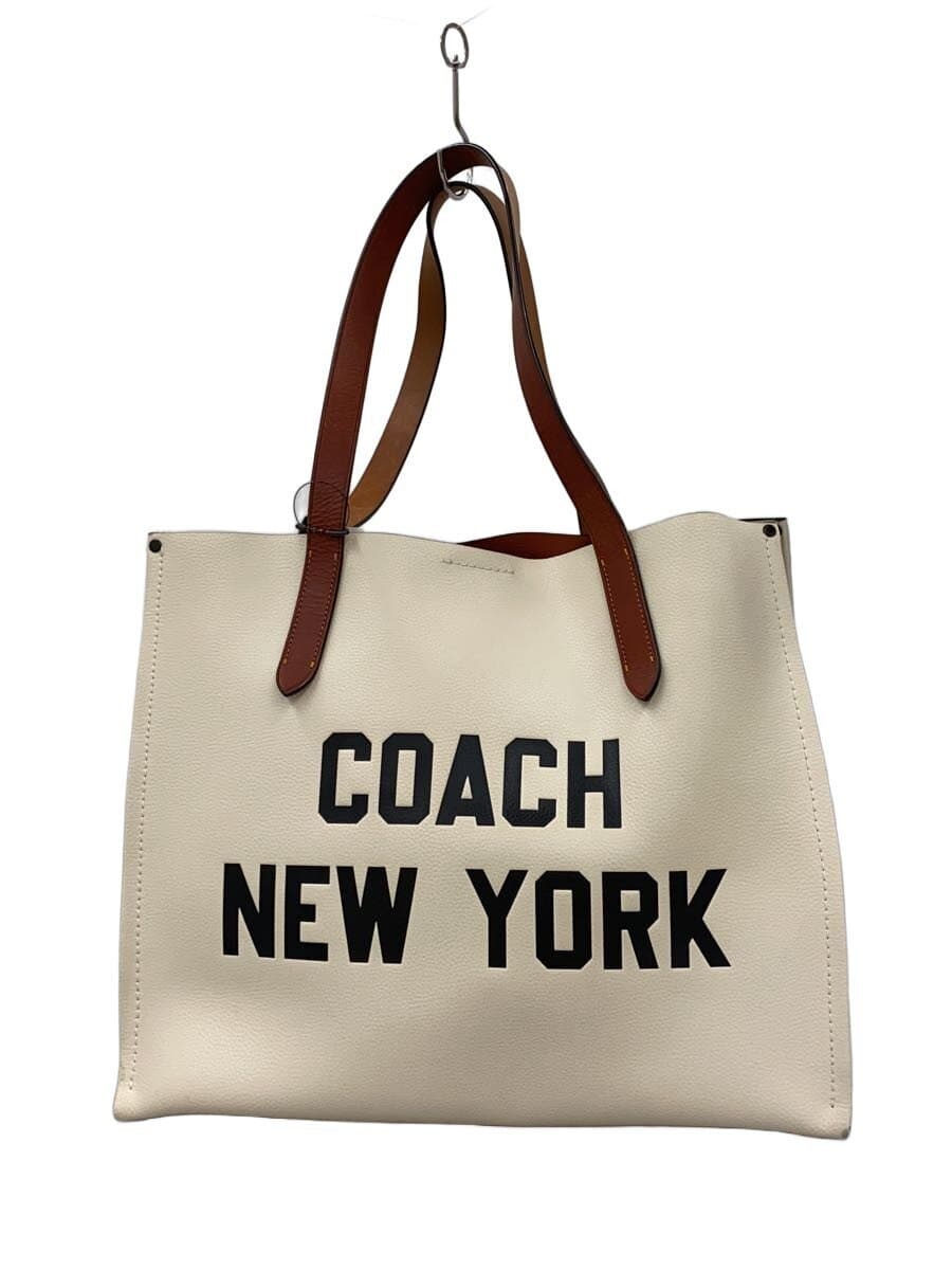 COACH Relay Tote COACH Graphic Bag Leather IVO CH765 Corner Wear With Stain