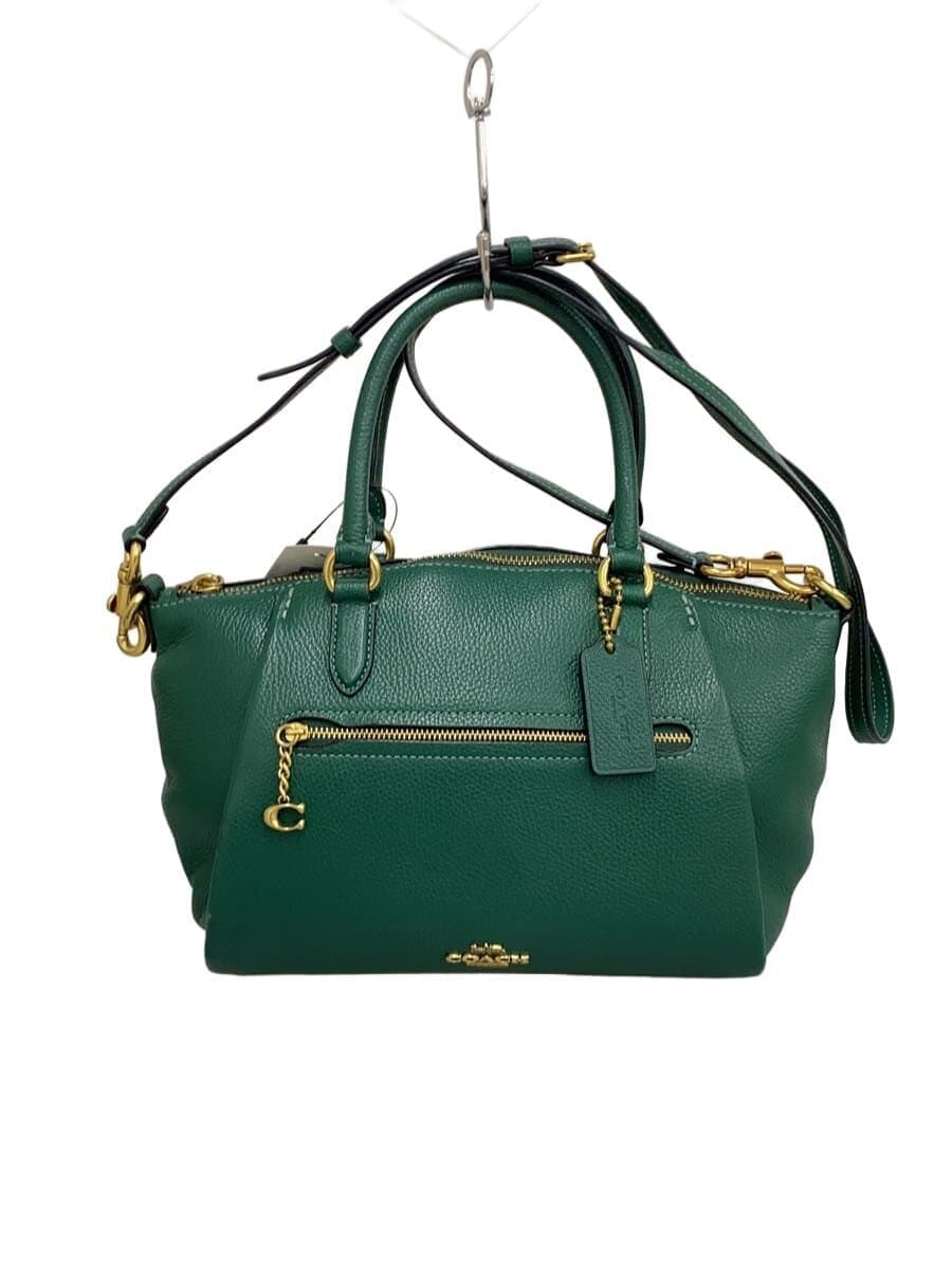COACH handbag leather GRN solid color 79316 2way Ellis satchel