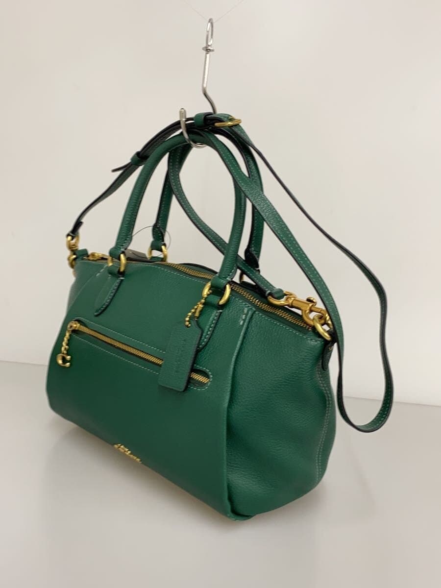 COACH handbag leather GRN solid color 79316 2way Ellis satchel 2