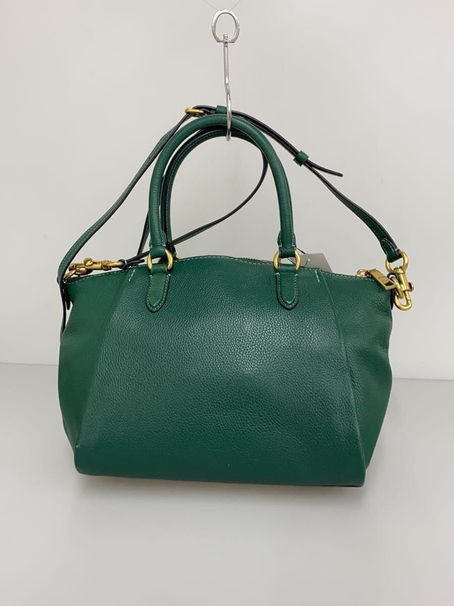 COACH handbag leather GRN solid color 79316 2way Ellis satchel 3