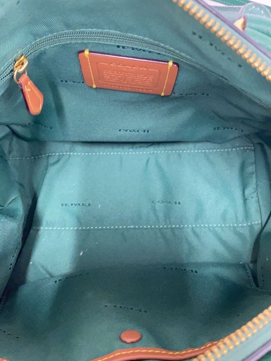 COACH handbag leather GRN solid color 79316 2way Ellis satchel 6