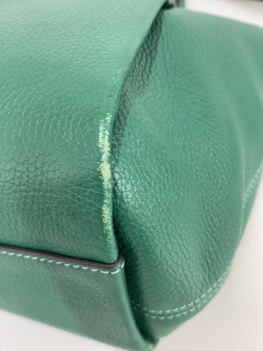 COACH handbag leather GRN solid color 79316 2way Ellis satchel 7