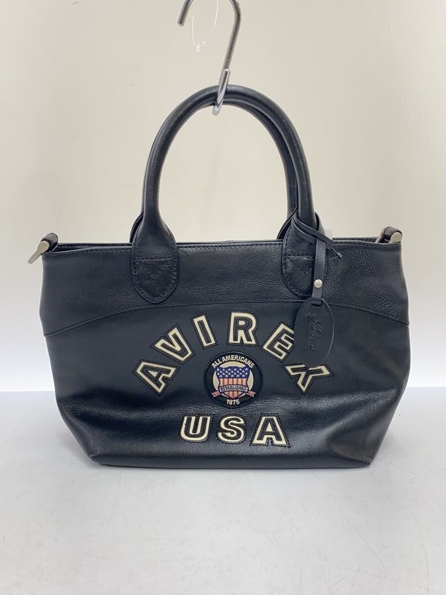 AVIREX Shoulder Bag Leather BLK All Over Pattern