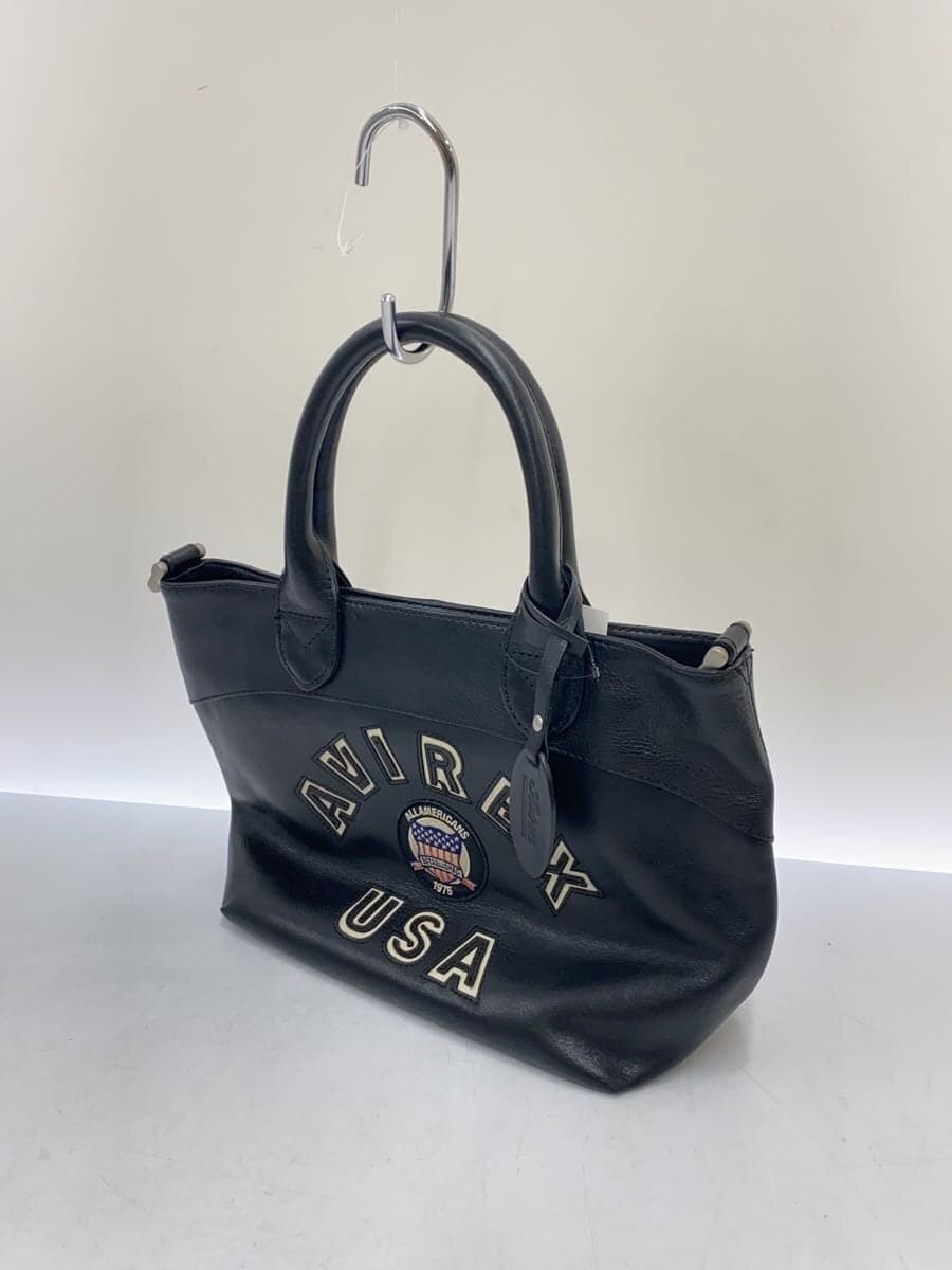 AVIREX Shoulder Bag Leather BLK All Over Pattern 2