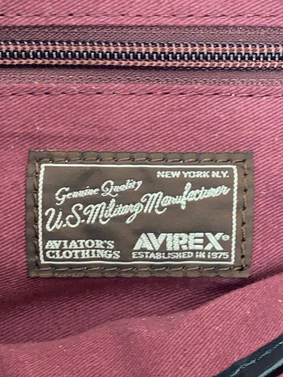 AVIREX Shoulder Bag Leather BLK All Over Pattern 5