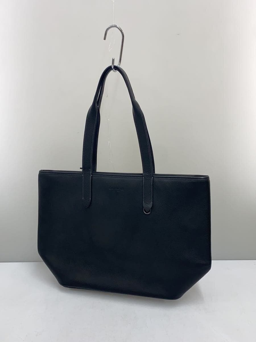 COACH tote bag leather black plain