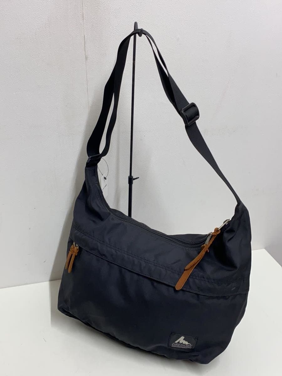GREGORY Shoulder Bag Nylon BLK Plain Silver Tag Satchel M 2
