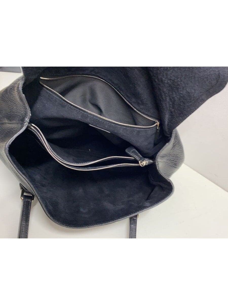 HIROFU handbag leather black plain 6