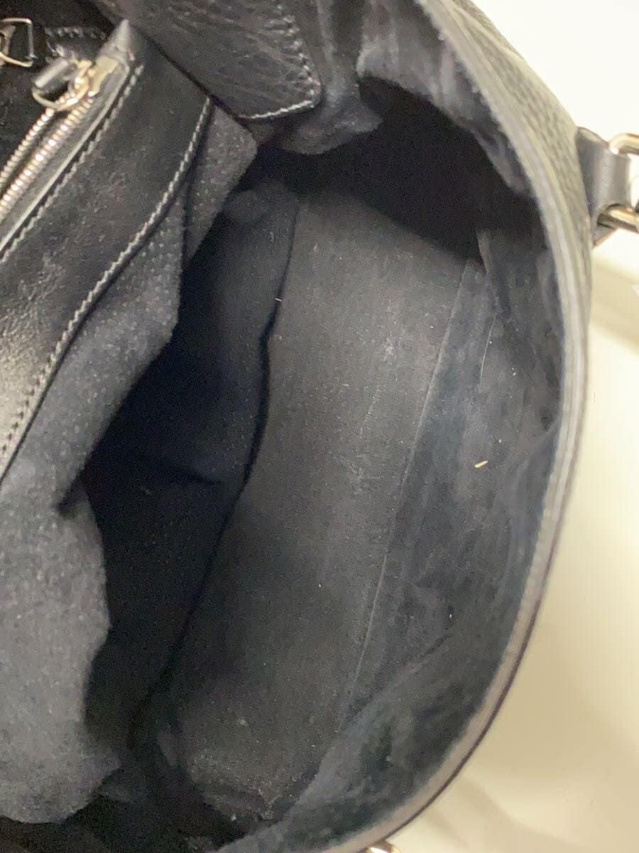 HIROFU handbag leather black plain 7