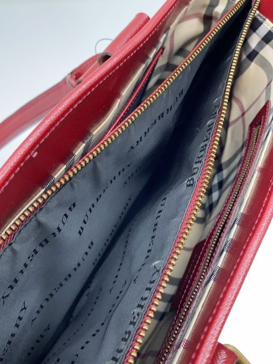 BURBERRY Handbag Leather RED Solid 6