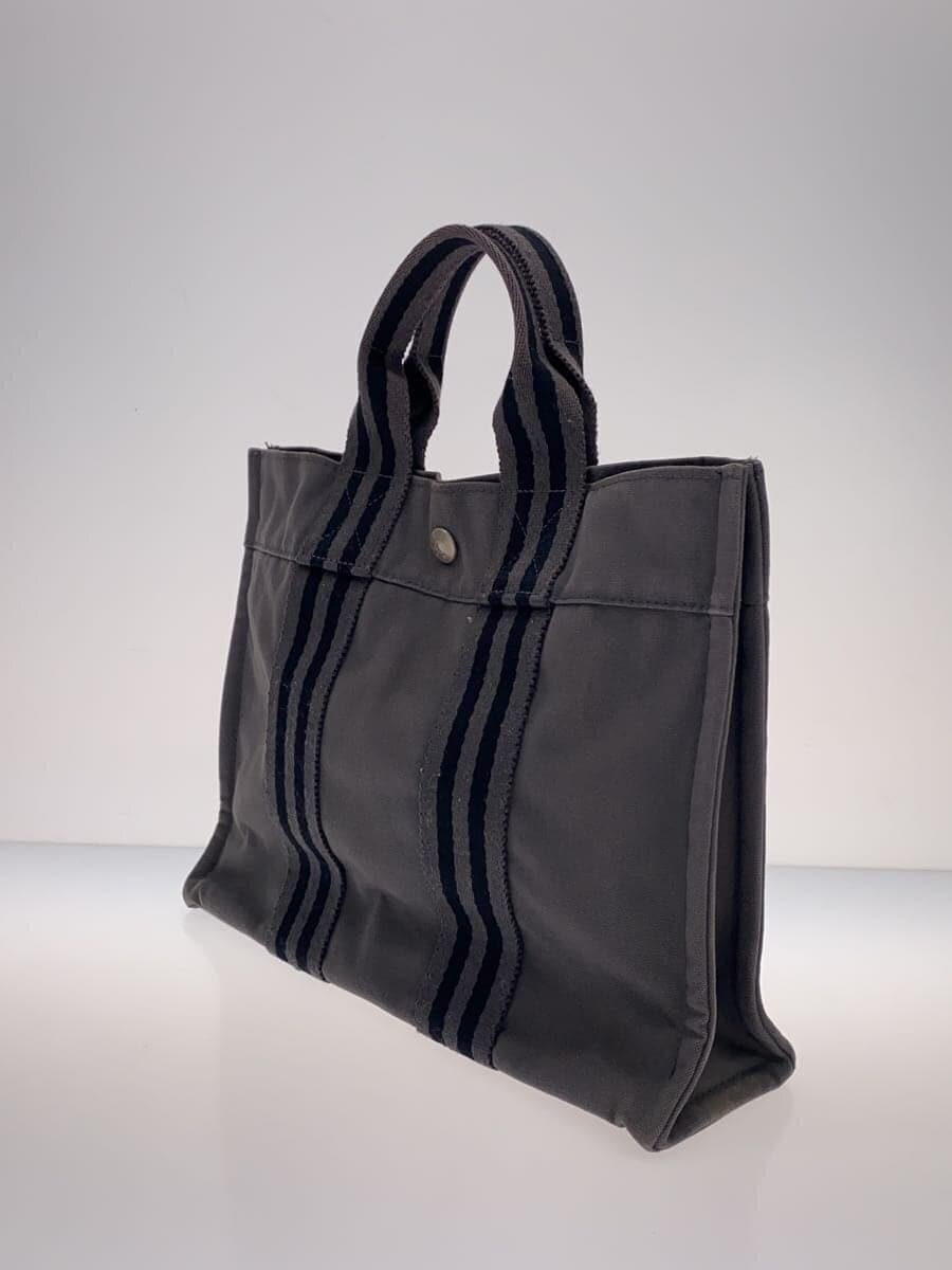 HERMES Handbag Canvas GRY Solid 2