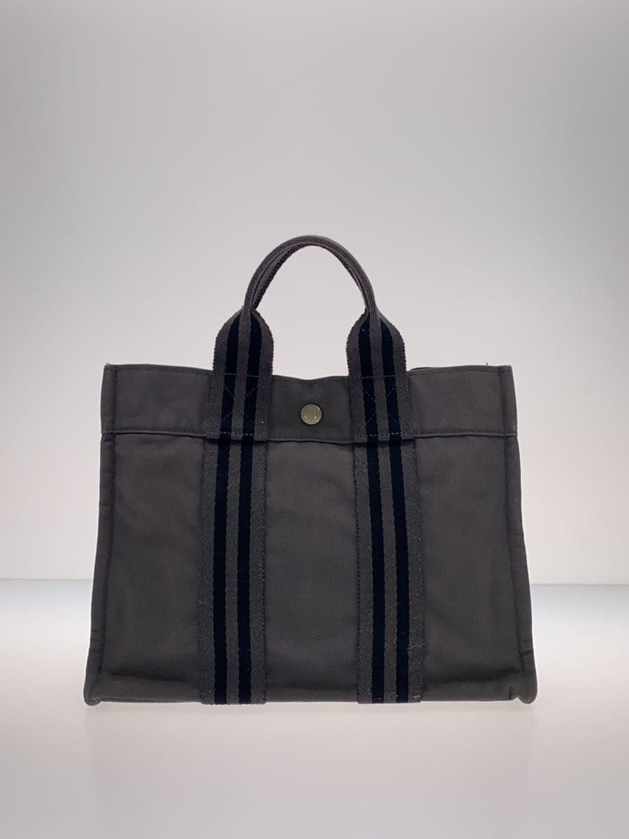 HERMES Handbag Canvas GRY Solid 3
