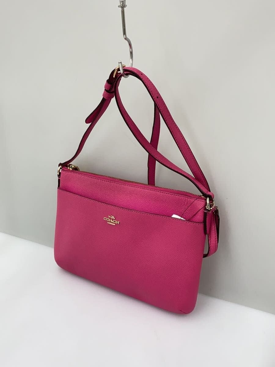 COACH shoulder bag leather PNK plain 2