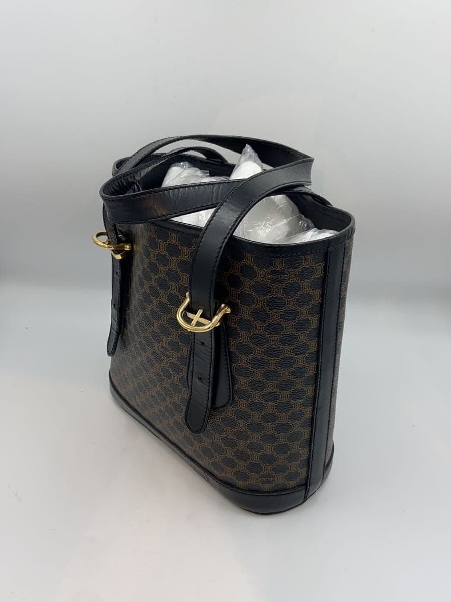 CELINE Handbag Macadam Pattern Leather Brown 2