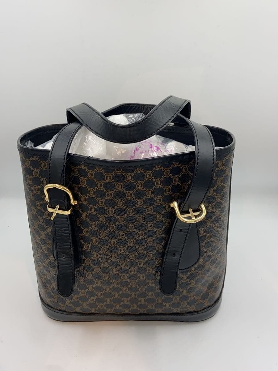 CELINE Handbag Macadam Pattern Leather Brown 3