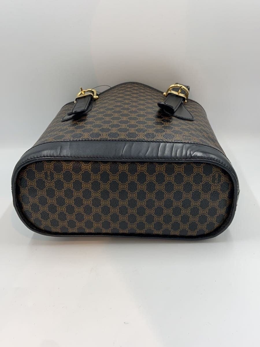 CELINE Handbag Macadam Pattern Leather Brown 4