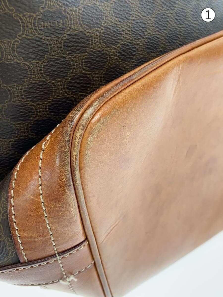 CELINEOLD Drawstring Bag Macadam Pattern Shoulder Bag PVC Brown All Over 7