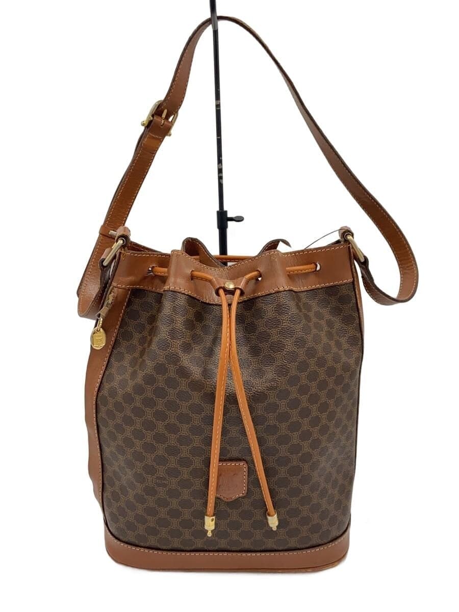 CELINE Shoulder Bag Brown All-over Print