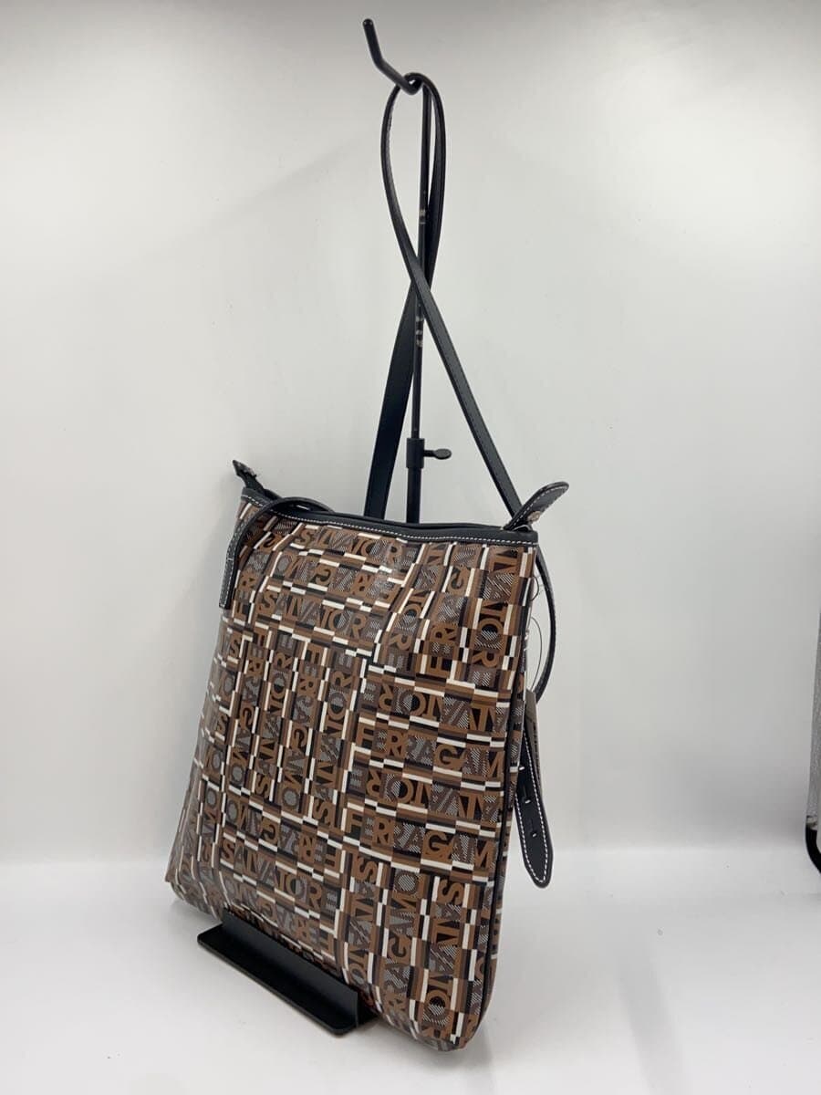 Salvatore Ferragamo Shoulder Bag PVC Brown All-over Print 2