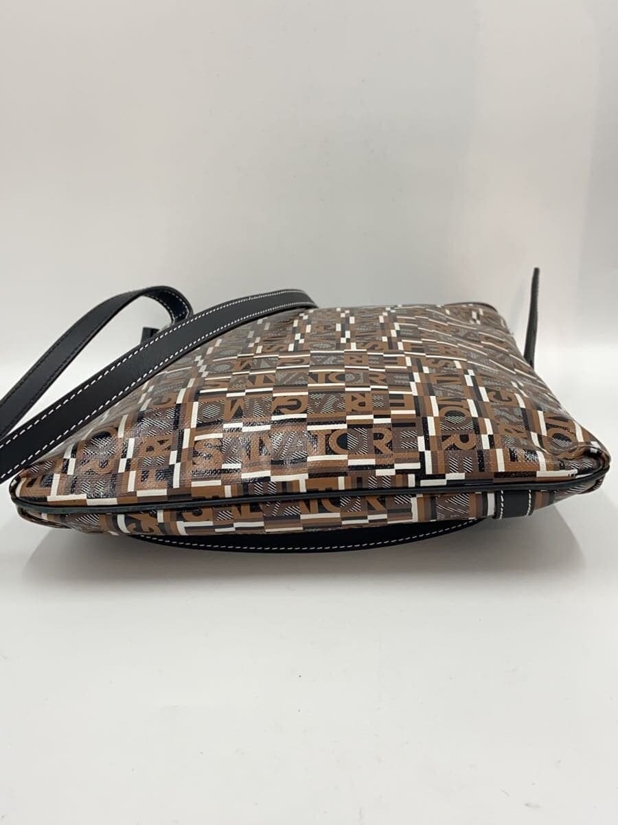 Salvatore Ferragamo Shoulder Bag PVC Brown All-over Print 4