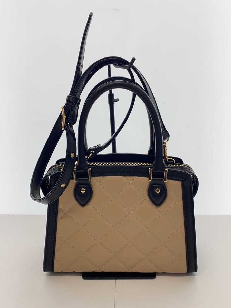 MARY QUANT Daisy Patch 2-Way Tote Shoulder Bag Leather BEG 3