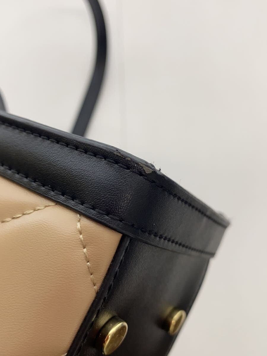 MARY QUANT Daisy Patch 2-Way Tote Shoulder Bag Leather BEG 7