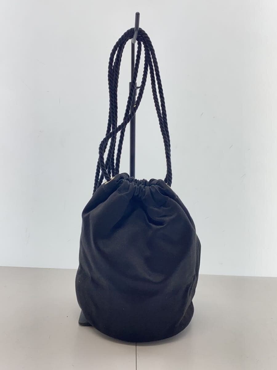 PRADA Logo Embroidery Drawstring Pouch Tassel BLK Fray With Wear 3