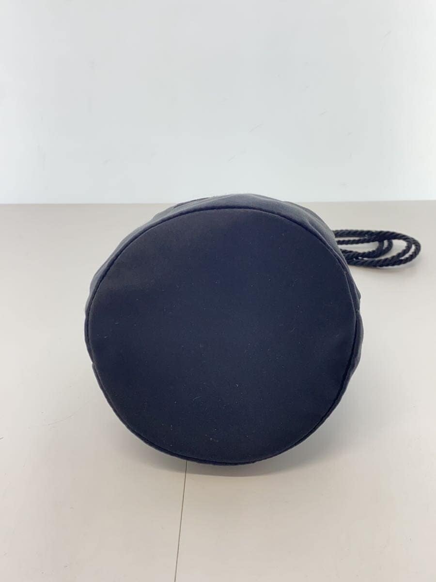 PRADA Logo Embroidery Drawstring Pouch Tassel BLK Fray With Wear 4