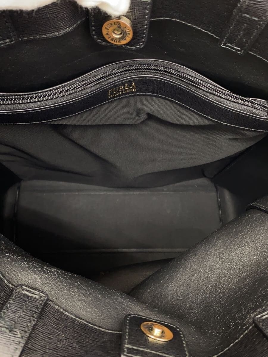 FURLA Tote Bag Leather BLK Solid 6