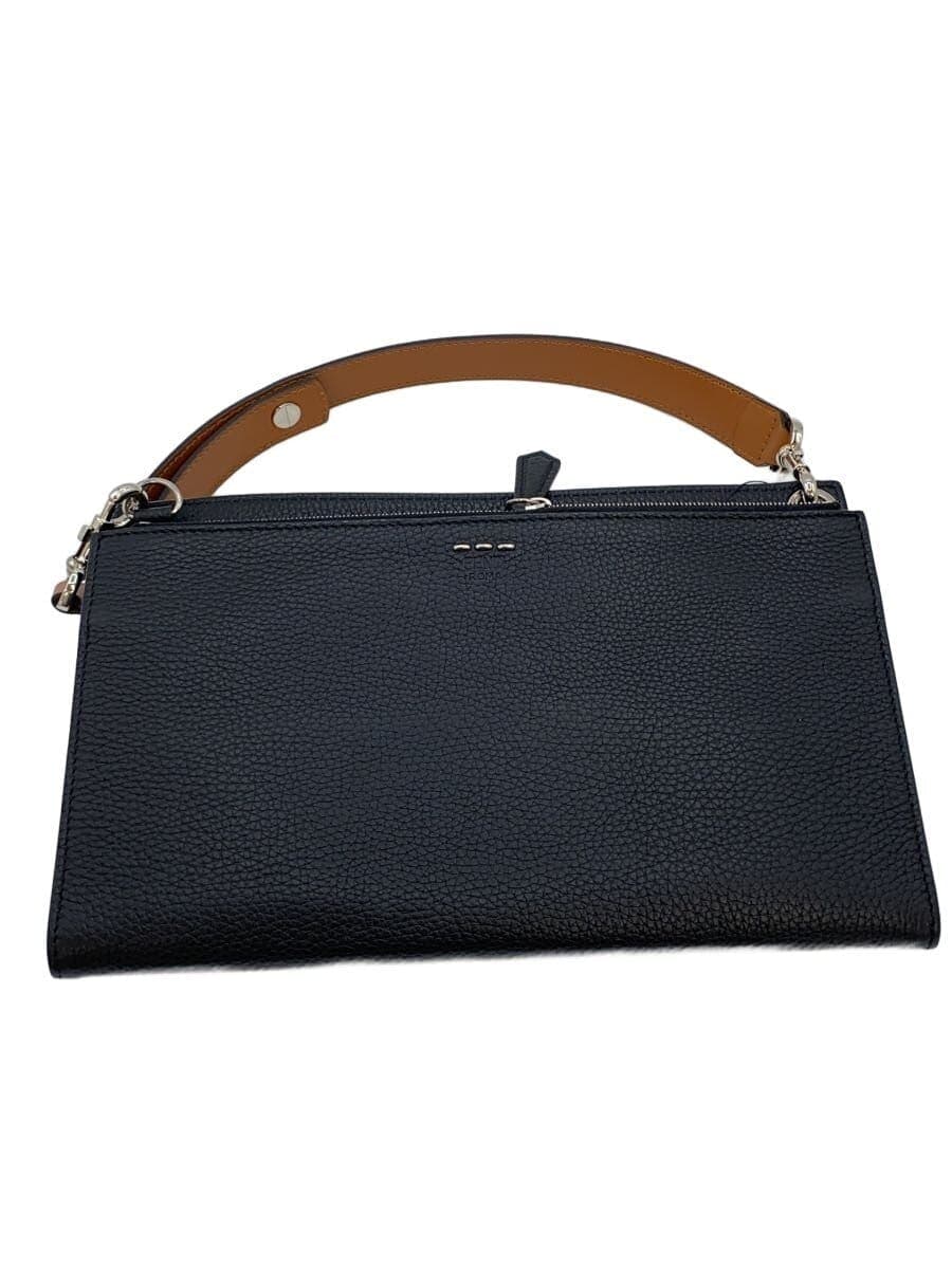 FENDI Shoulder Bag Leather Black 7M0255