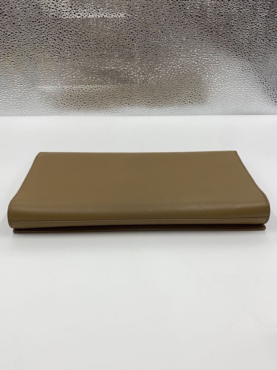 YVES SAINT LAURENT Clutch Bag Leather BEG Solid 4