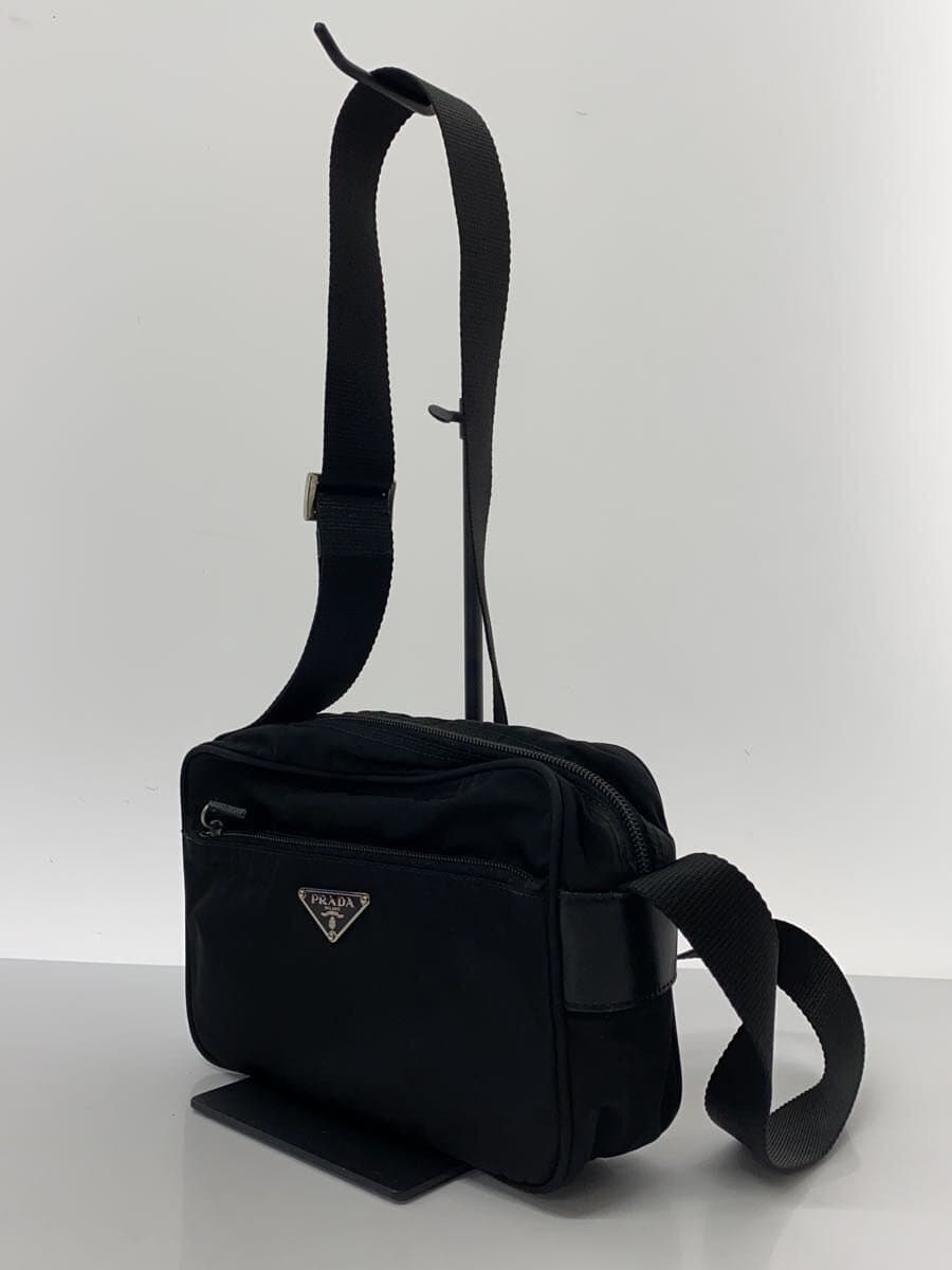 PRADA Shoulder Bag Triangle Plate Nylon BLK Solid 2