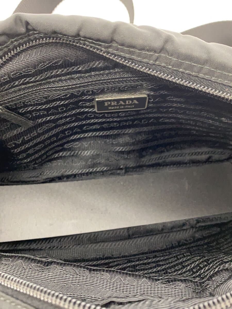 PRADA Shoulder Bag Triangle Plate Nylon BLK Solid 6