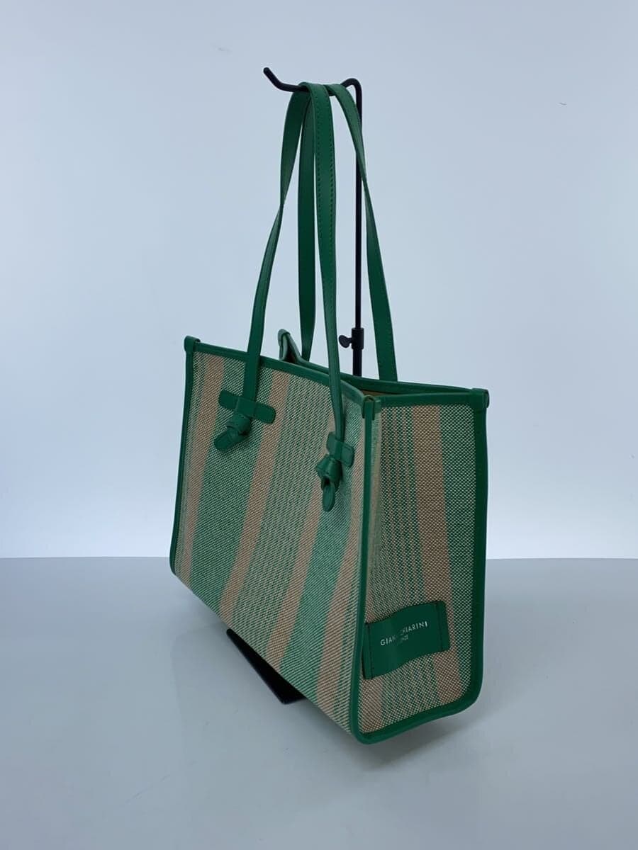 GIANNI CHIARINI Marcella Tote Bag Cotton GRN Stripe 2