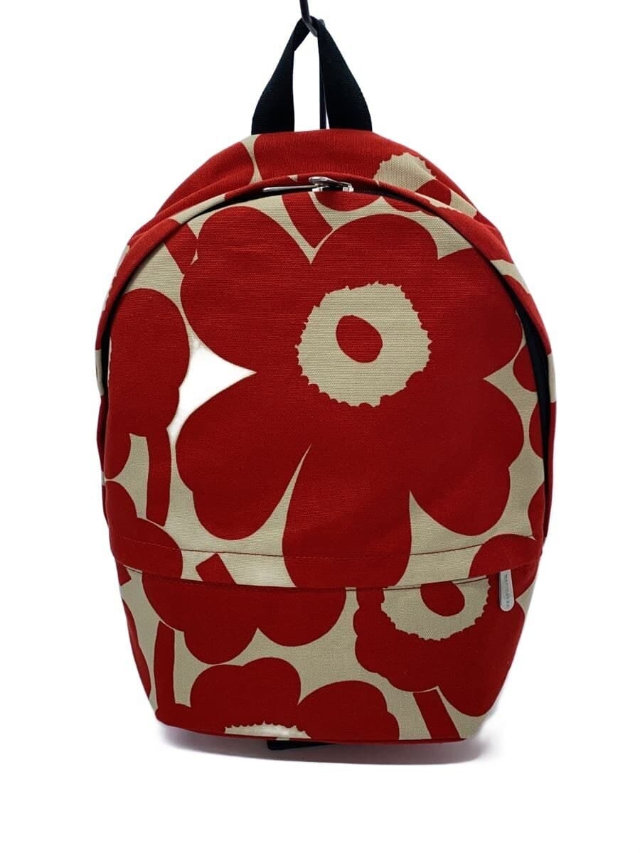 marimekko Everything Backpack I Unikko Cotton RED Floral Pattern