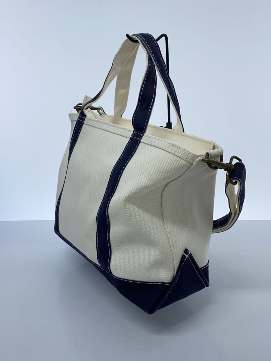 L.L.Bean Tote Bag Canvas WHT Plain 2
