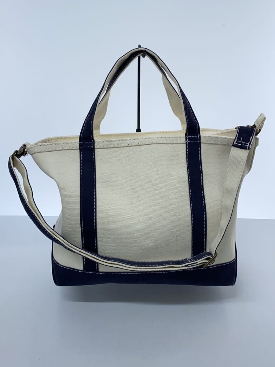 L.L.Bean Tote Bag Canvas WHT Plain 3