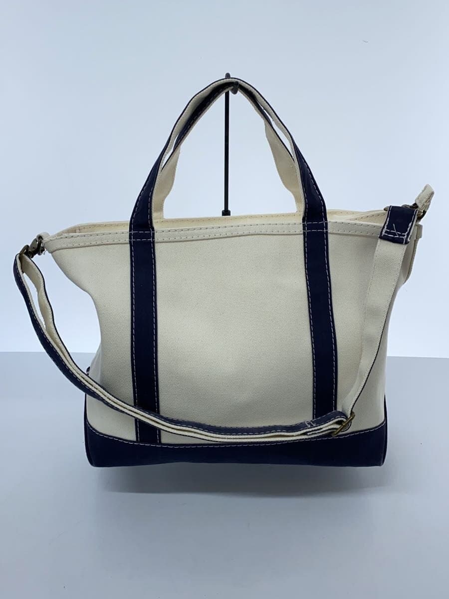 L.L.Bean Tote Bag Canvas WHT Plain 3