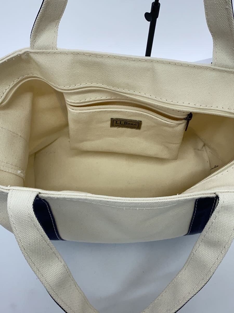 L.L.Bean Tote Bag Canvas WHT Plain 6