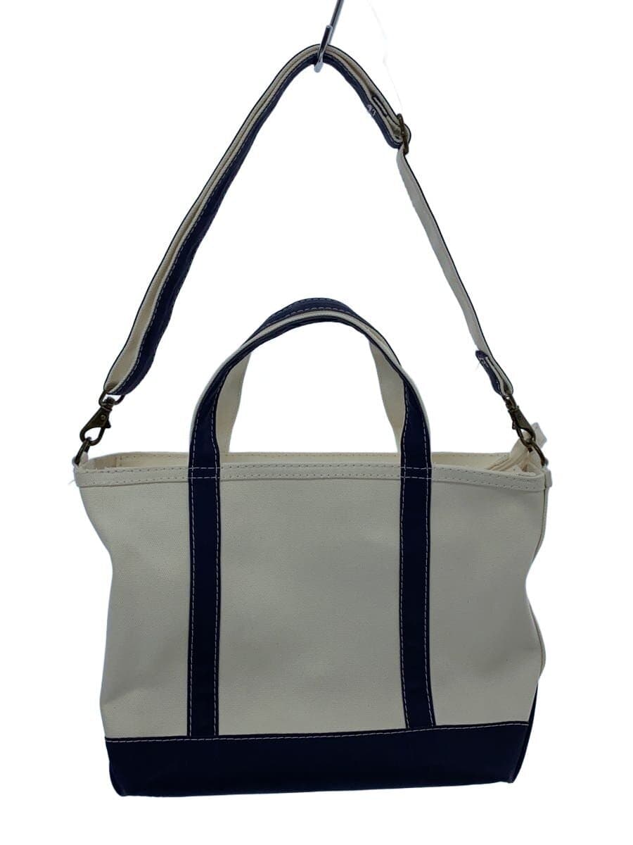 L.L.Bean Tote Bag Canvas WHT Plain 8