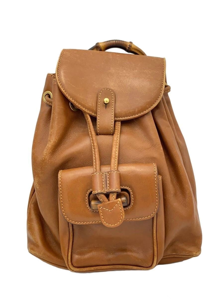 GUCCI Mini Backpack_Bamboo Leather BRW Solid
