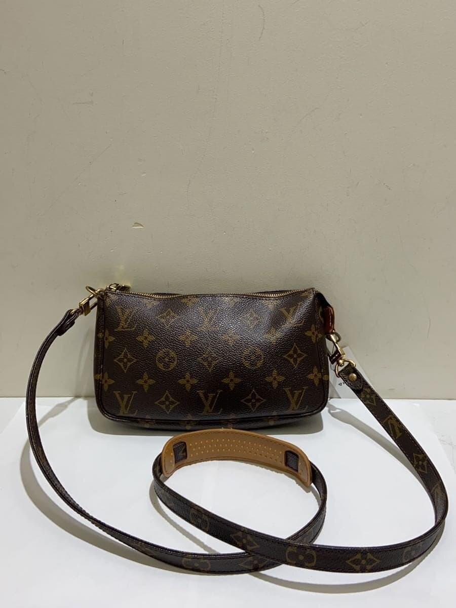 LOUIS VUITTON Pochette Accessoires_Monogram Canvas PVC BRW Handle Deteriorated Leather Peeling 3