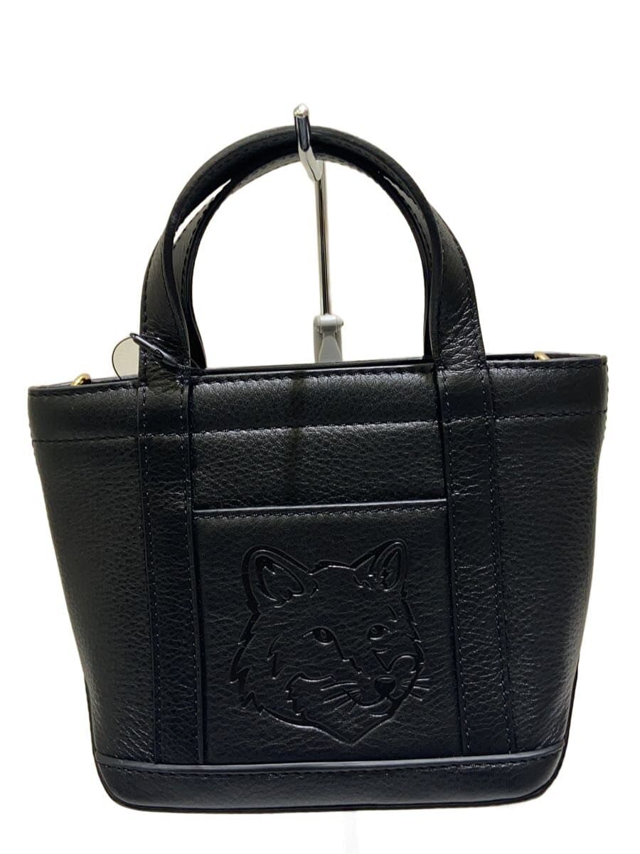 MAISON KITSUNE Fox Head Mini Tote Shoulder Bag Cowhide BLK 0w05116lc0045