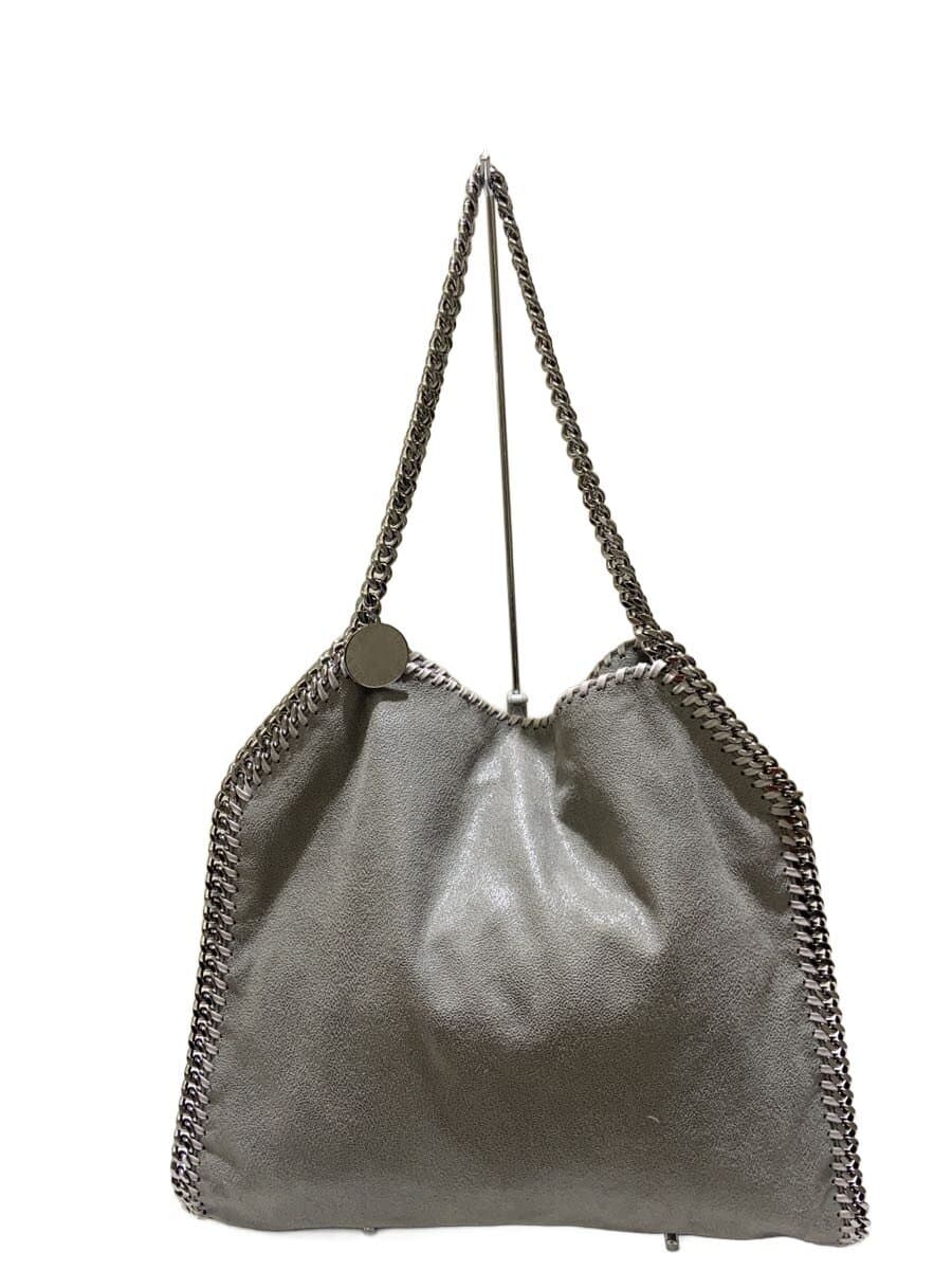 STELLA McCARTNEY Fold-over Chain Shoulder Tote Bag Polyurethane GRY Solid Color