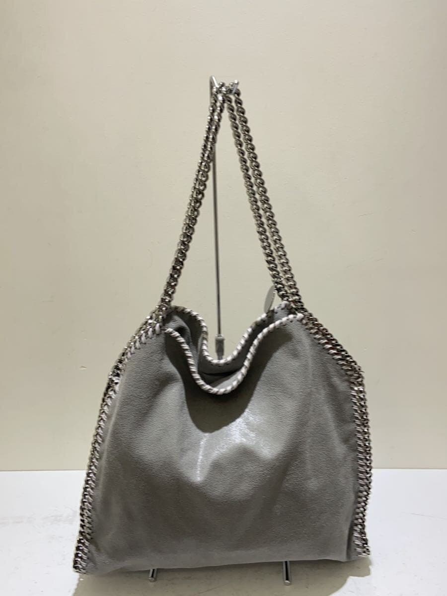 STELLA McCARTNEY Fold-over Chain Shoulder Tote Bag Polyurethane GRY Solid Color 3