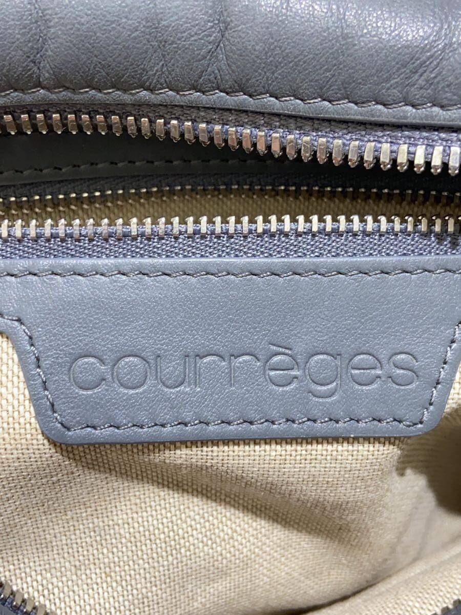 Courreges Reedition Handbag Shoulder Bag Leather GRY Solid Color 5